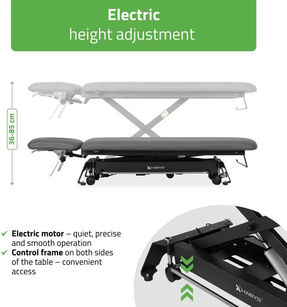 Habys Elektrinis kosmetologinis terapijos stalas Evero Cross X4 Ergo Satin Comfort K722 Pilkas