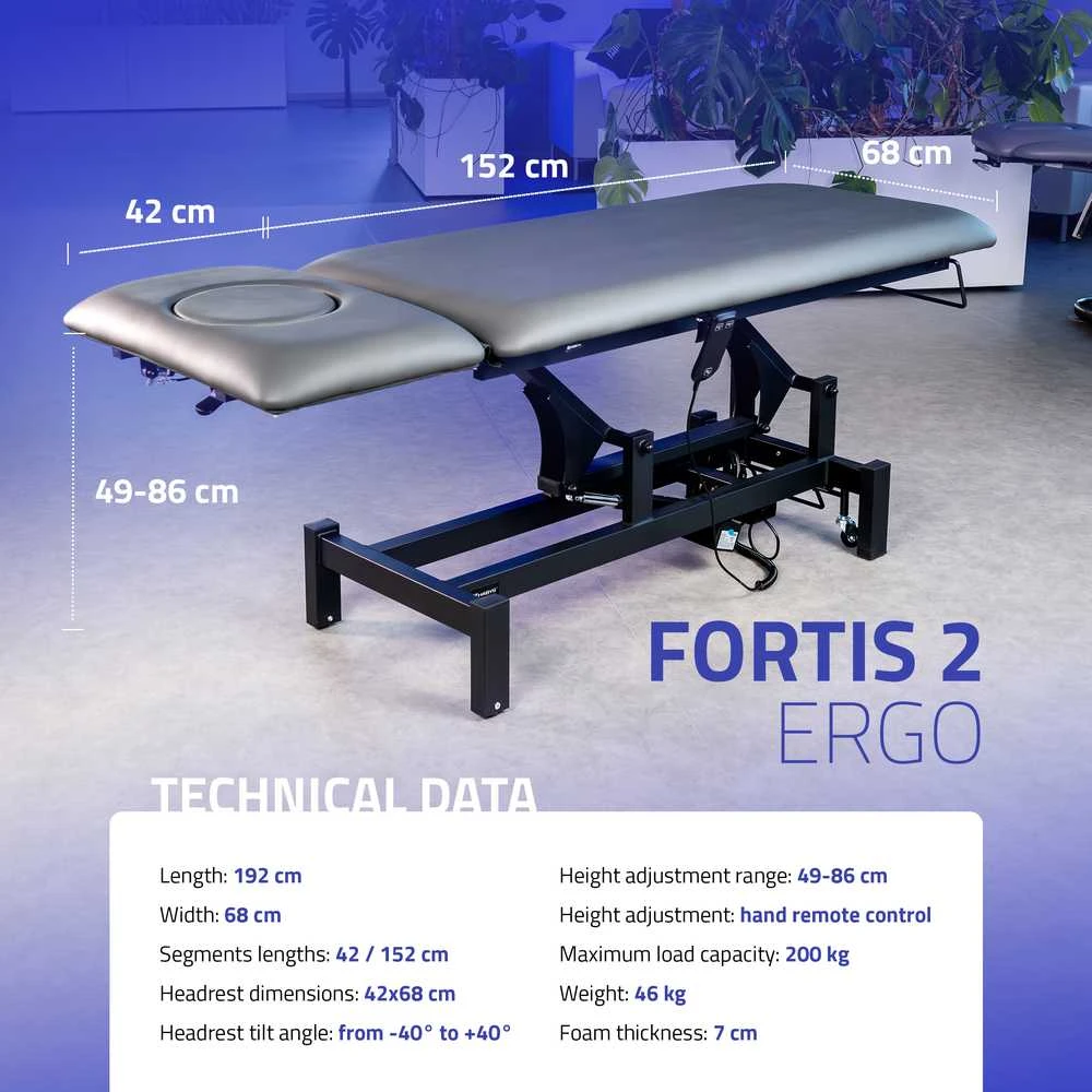 Habys Elektrinis masažo procedūrų stalas Fortis 2 ERGO pilkas