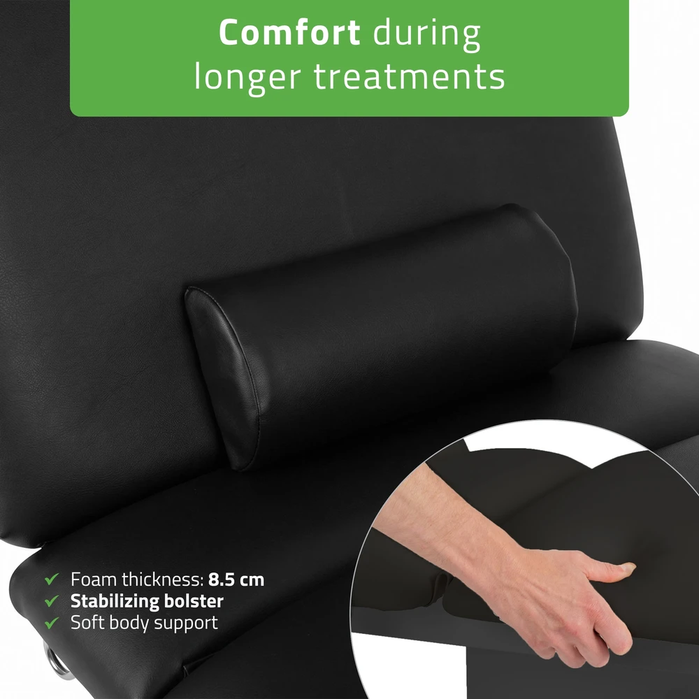 Habys Elektrinis masažo stalas Serenity ERGO 4 Satin Comfort su šildymu, juodas