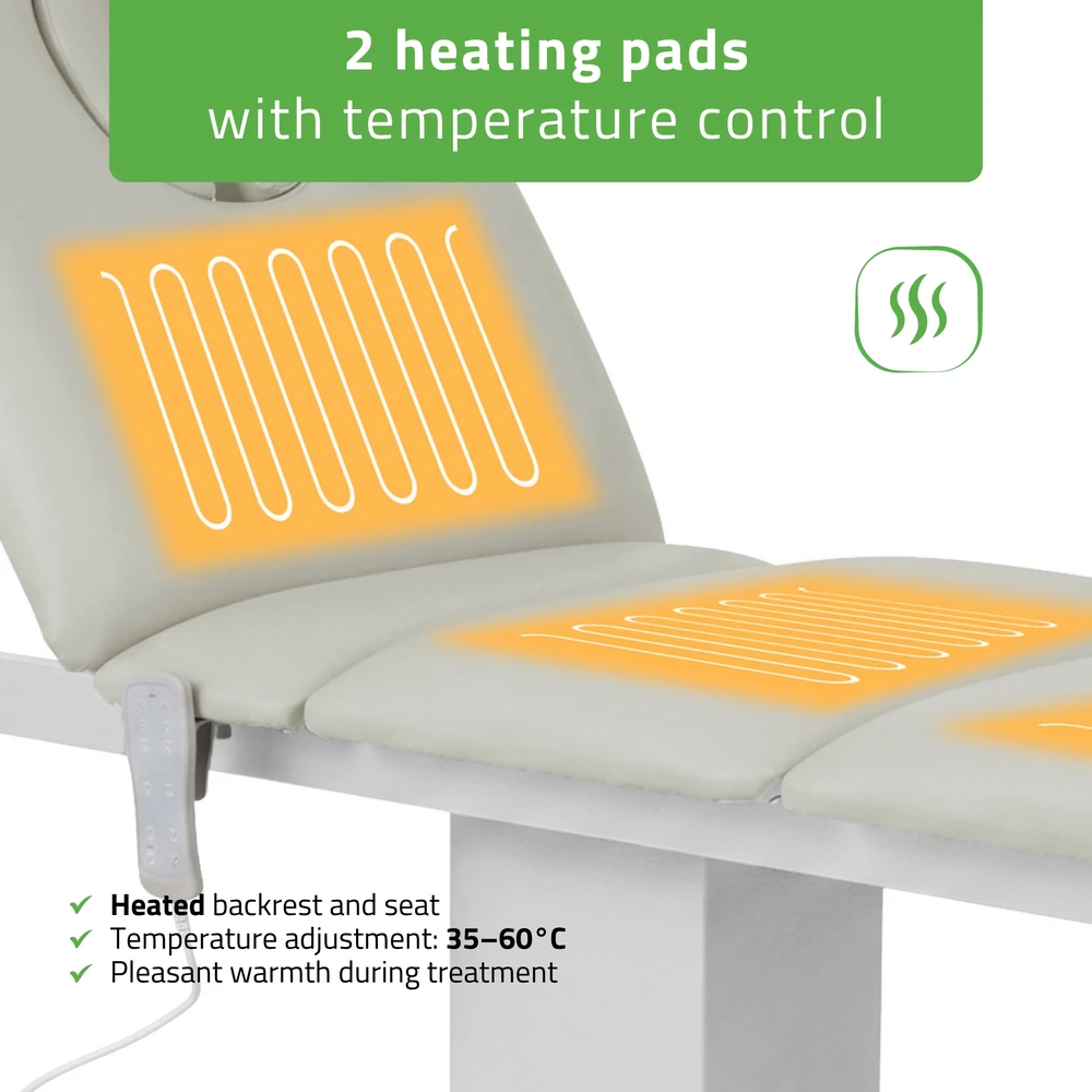 Habys Elektrinis masažo stalas Serenity ERGO 4 Satin Comfort su šildymu, pilkas