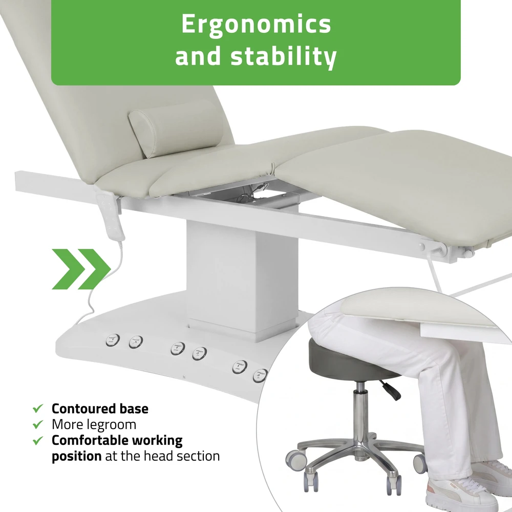 Habys Elektrinis masažo stalas Serenity ERGO 4 Satin Comfort su šildymu, pilkas
