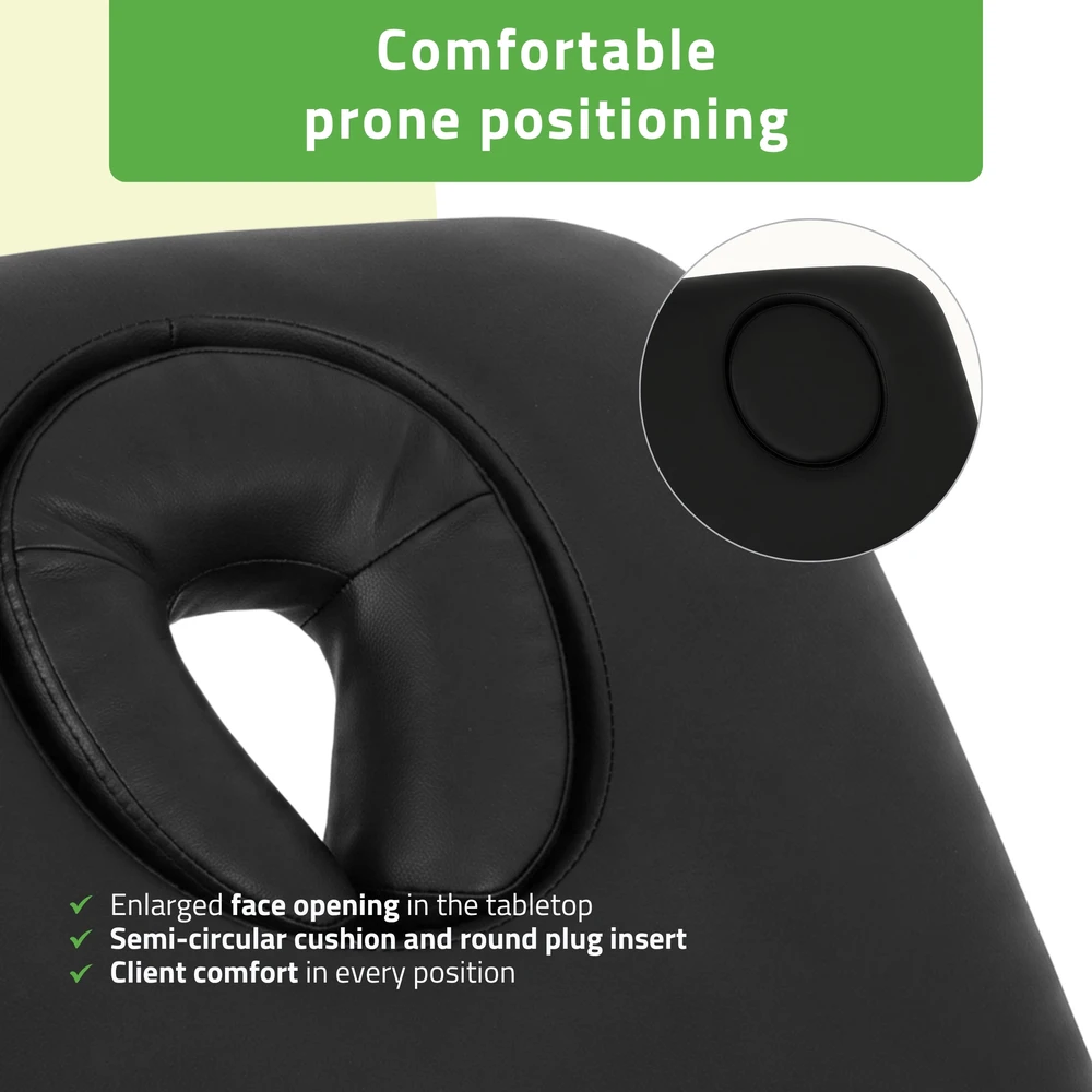 Habys Elektrinis masažo stalas Serenity ERGO 4 Satin Comfort su šildymu, juodas