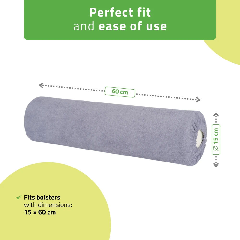 Habys Frotinis užvalkaliukas masažo pagalvei 15 × 60 cm pilkas