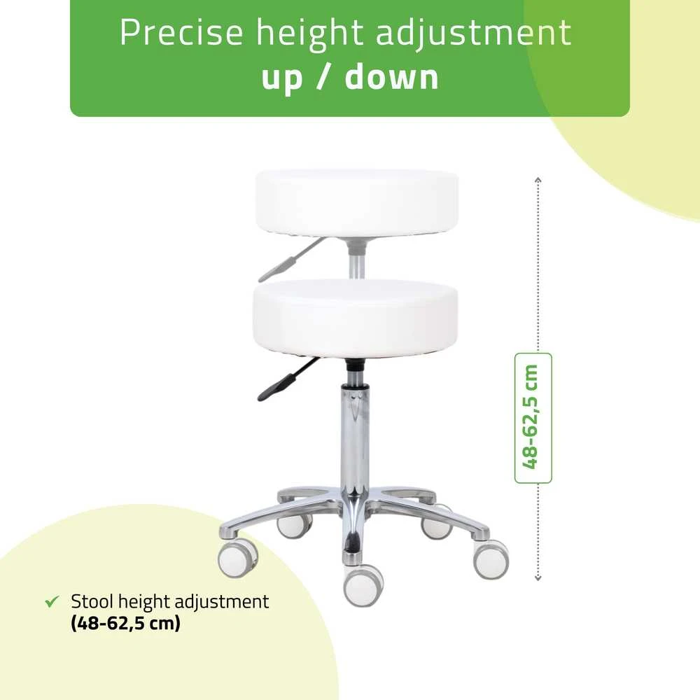 Habys Kosmetologinė meistro kėdutė Mobi Comfy Base baltas