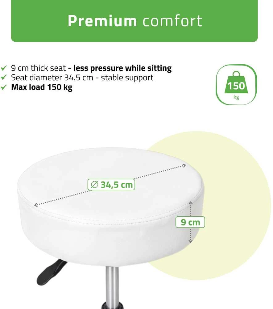 Habys Kosmetologinė meistro kėdutė Timo Comfy Base baltas