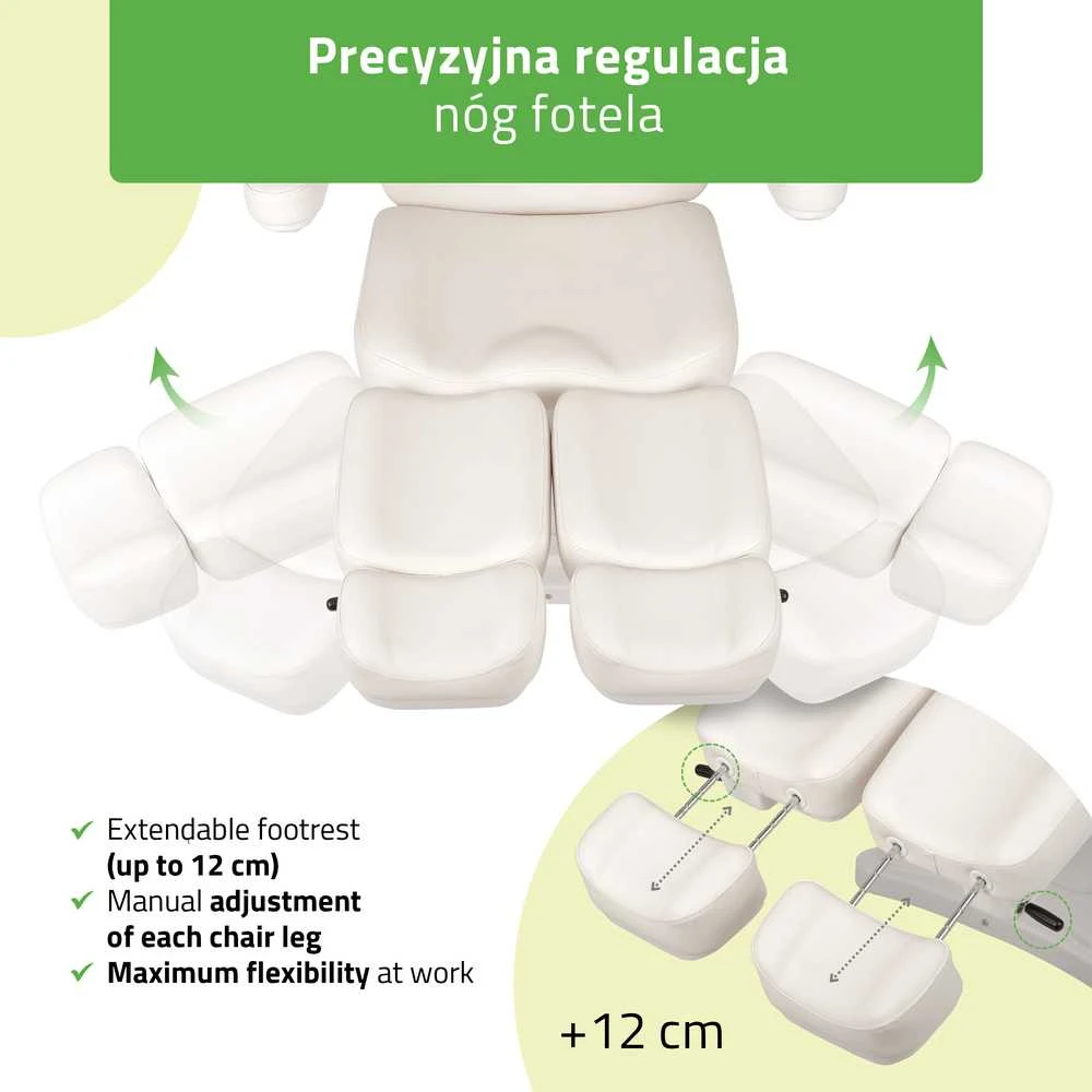 Habys Kosmetologinis krėslas Elara PRO 6P, Baltas