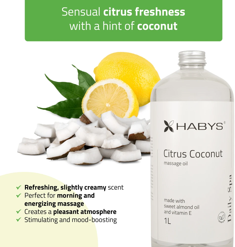 Habys Masažo aliejus Daily Spa Citrus Coconut, 1000 ml
