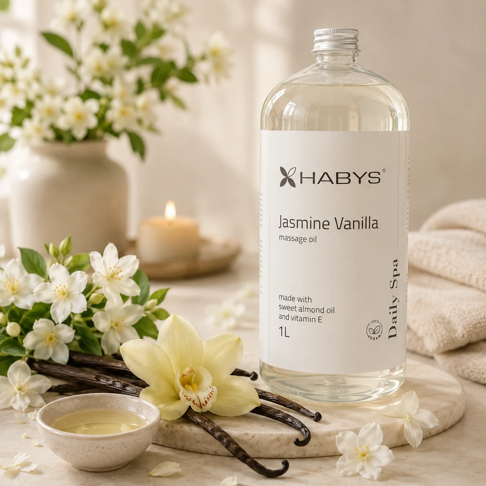 Habys Masažo aliejus Daily Spa Jasmine Vanilla, 1000 ml