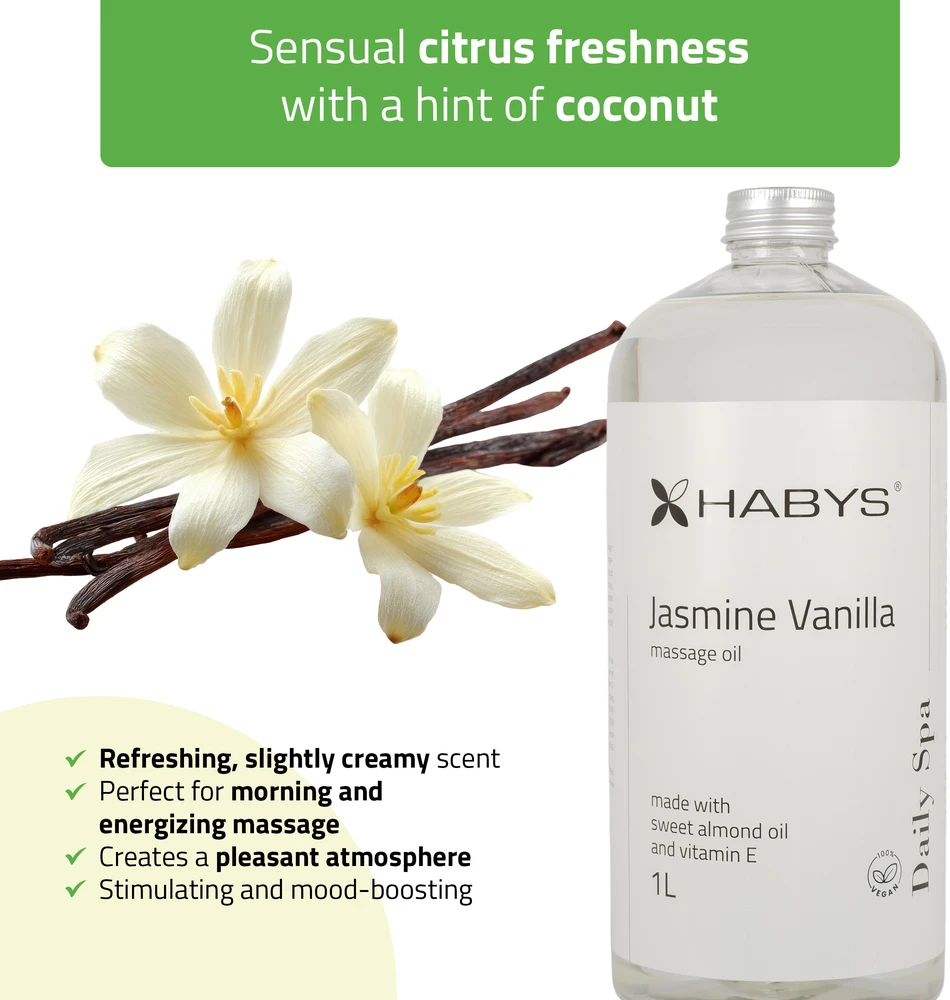 Habys Masažo aliejus Daily Spa Jasmine Vanilla, 1000 ml