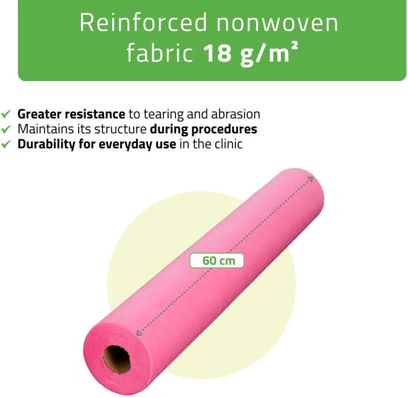 Habys Neaustinė medicinos paklodė rulone 60cm×50m, 18 g/m² (rožinė)