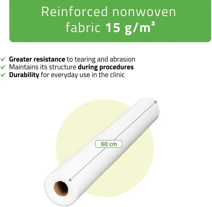 Habys Neaustinė medicinos paklodė rulone 60cm×50 m, 15 g/m² (balta)