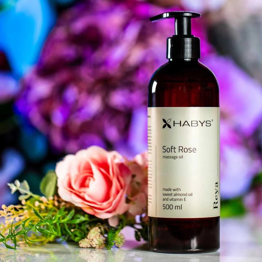 Habys Švelnios rožės masažo aliejus, 500 ml