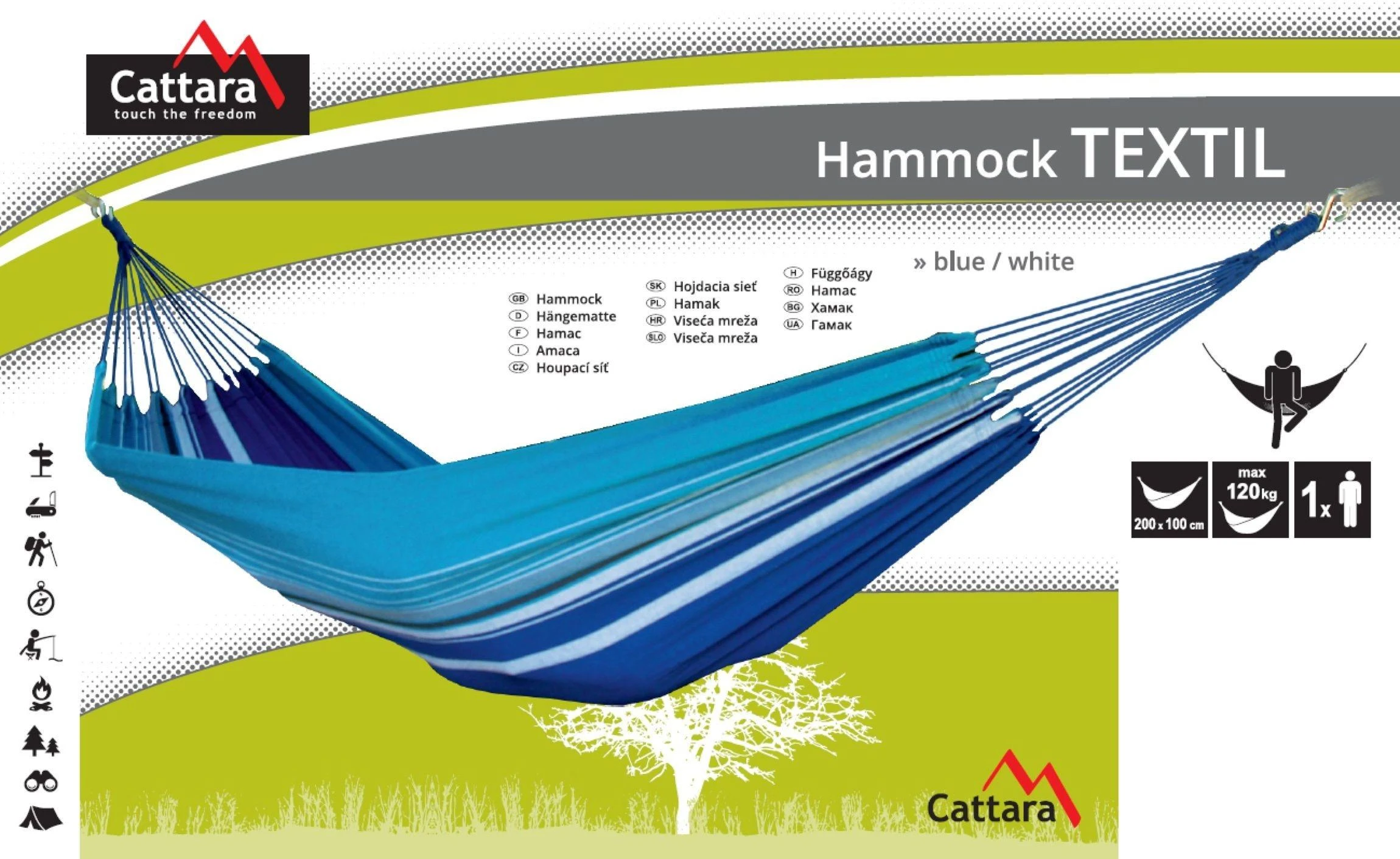 Hamakas Cattara Textil – mėlynas-baltas 200 x 100 cm