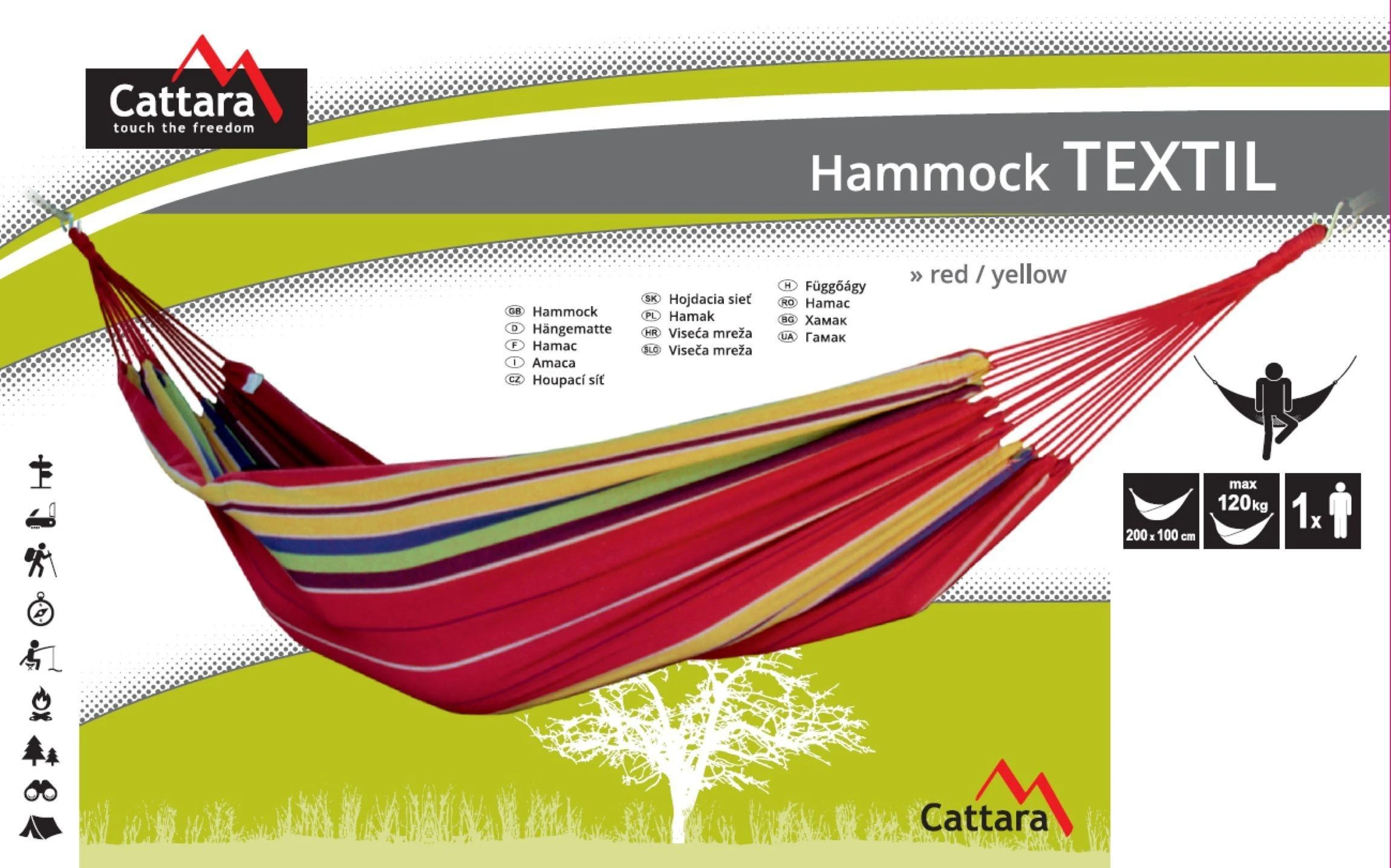 Hamakas Cattara Textil – raudonas-geltonas 200 x 100 cm