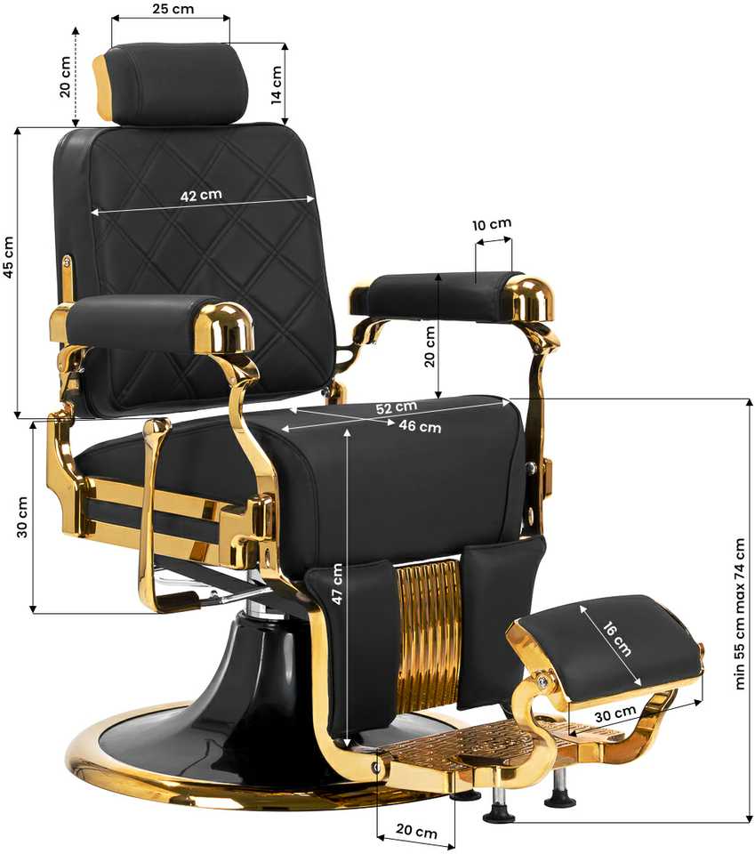 Activeshop Kirpyklos kėdė Barber Chair Gabbiano Leonardo Gold Juodas