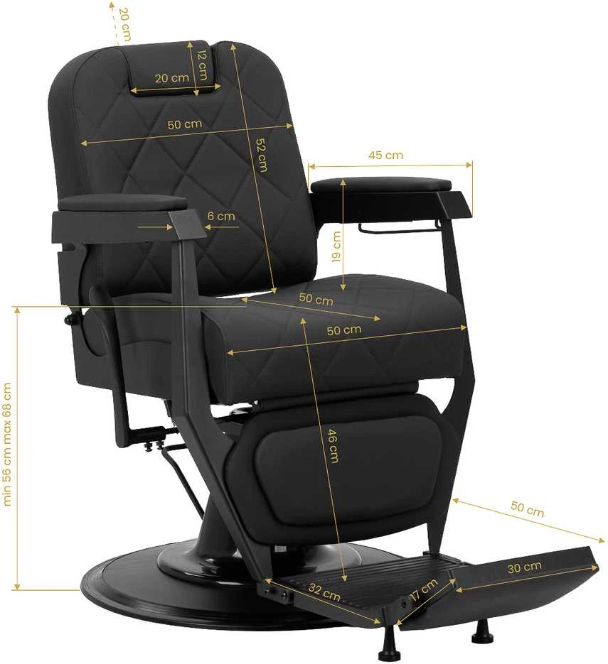 Activeshop Kirpyklos kėdė Gabbiano Barber Chair Bruno, Juodas