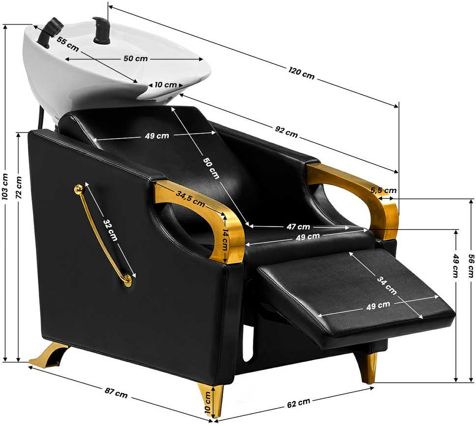 Activeshop Kirpyklos plautuvė Gabbiano C019G Gold Juodas
