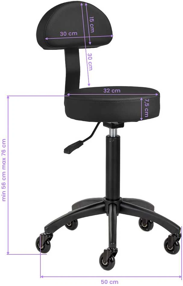 Activeshop Kosmetologinė meistro kėdutė Gabbiano D026 Juodas