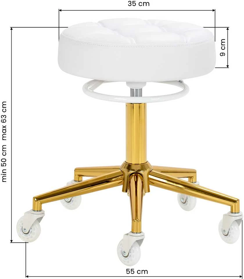 Activeshop Kosmetologinė meistro kėdutė Gabbiano D054G Gold and Baltas