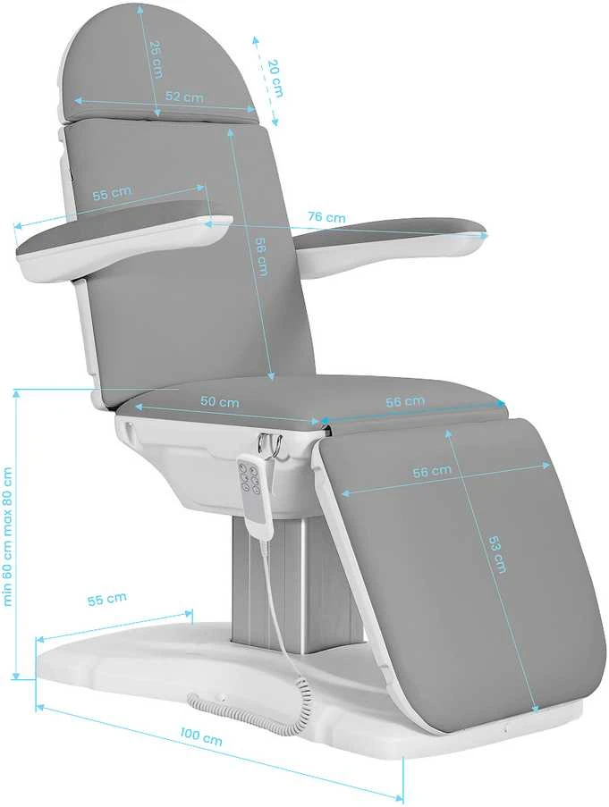 Activeshop Kosmetologinis krėslas Sillon Eclipse Electric 3 Motor Pilkas