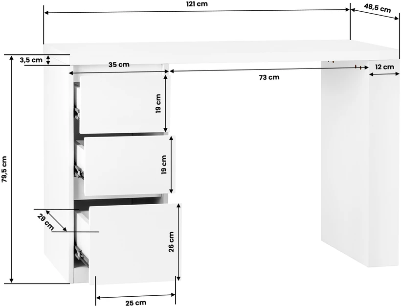 Activeshop Kosmetologinis stalas G031, baltas