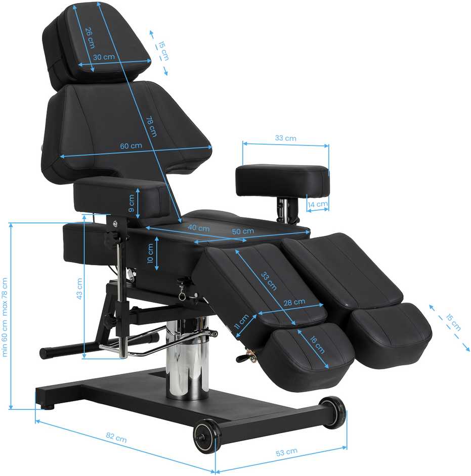 Activeshop Kosmetologinis tatuiruočių krėslas Pro Ink 605 Juodas