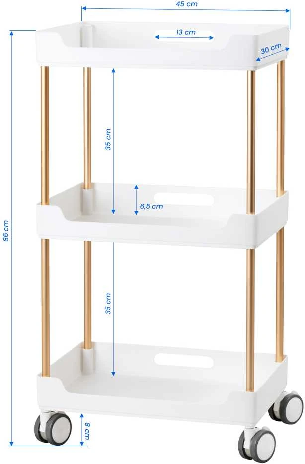 Activeshop Kosmetologinis vežimėlis 127 Baltas