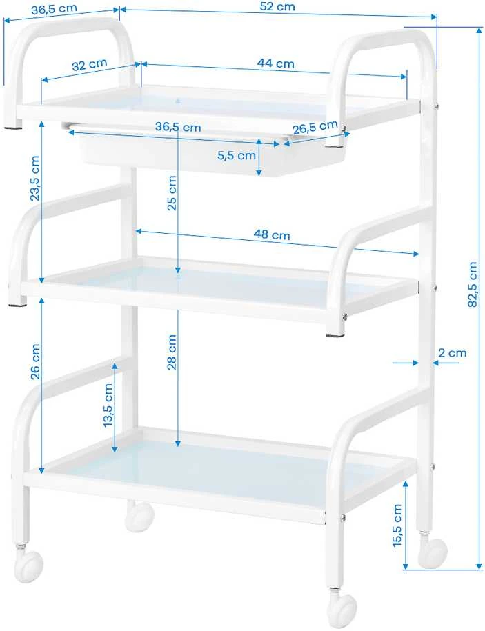 Activeshop Kosmetologinis vežimėlis Basic 121 Baltas