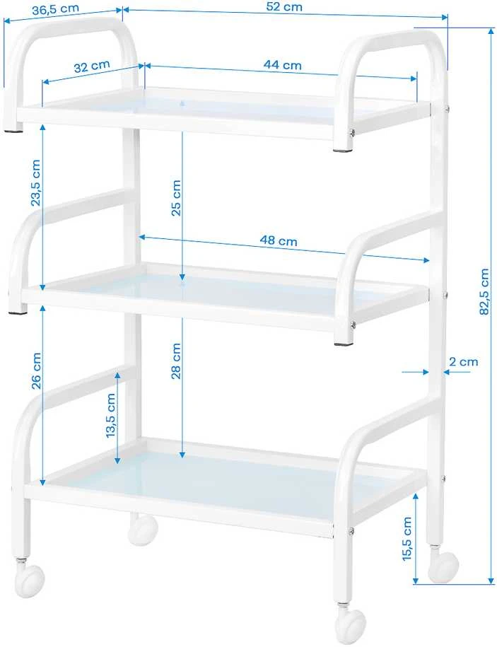 Activeshop Kosmetologinis vežimėlis Basic 122 Baltas