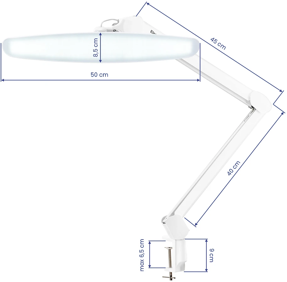 Activeshop LED darbo lempa su stalviršio spaustuvu Elegante, balta