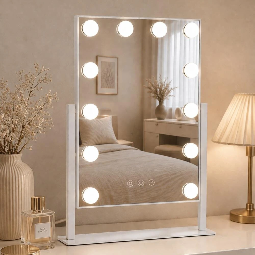 Beauty System Makiažo veidrodis su LED apšvietimu HOLLYWOOD 34x47cm