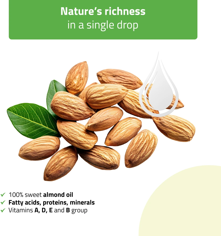 Masažo aliejus Habys Nature Sweet Almond 100% saldinių migdolų 100 ml