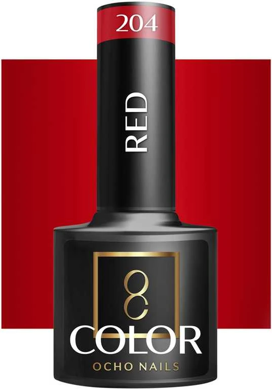 Activeshop Hibridinis nagų lakas Ocho Nails Raudona, raudona 204, 5 g
