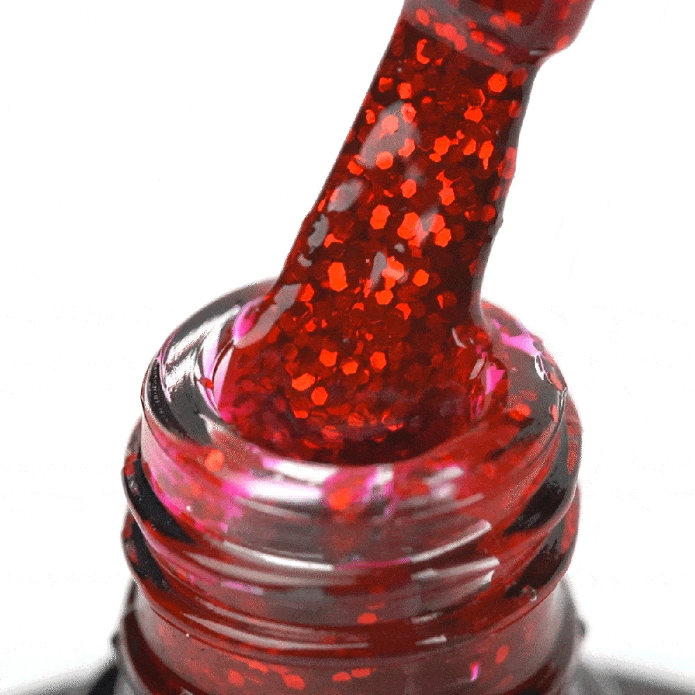 Activeshop Hibridinis nagų lakas Ocho Nails Color Glitter, G10 raudona, 5 g