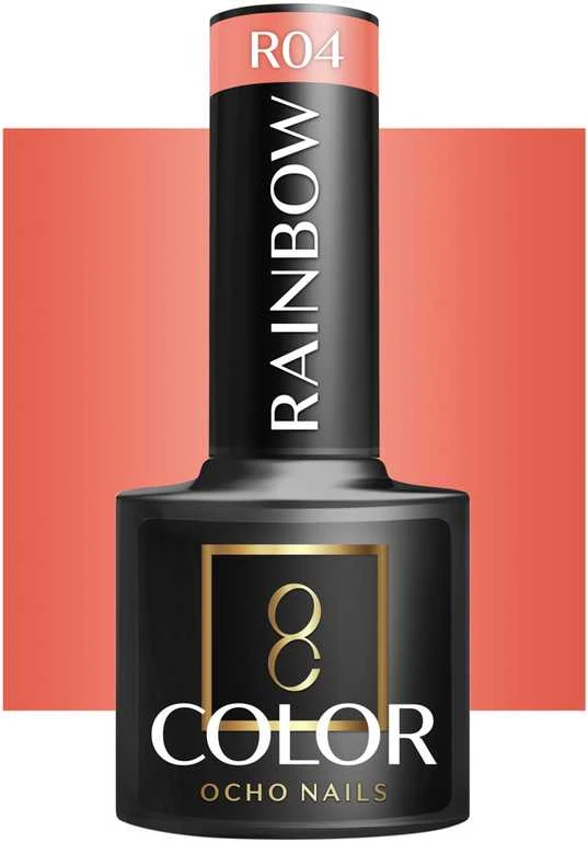 Activeshop Hibridinis nagų lakas Ocho Nails Color Rainbow, R04 oranžinė, 5 g