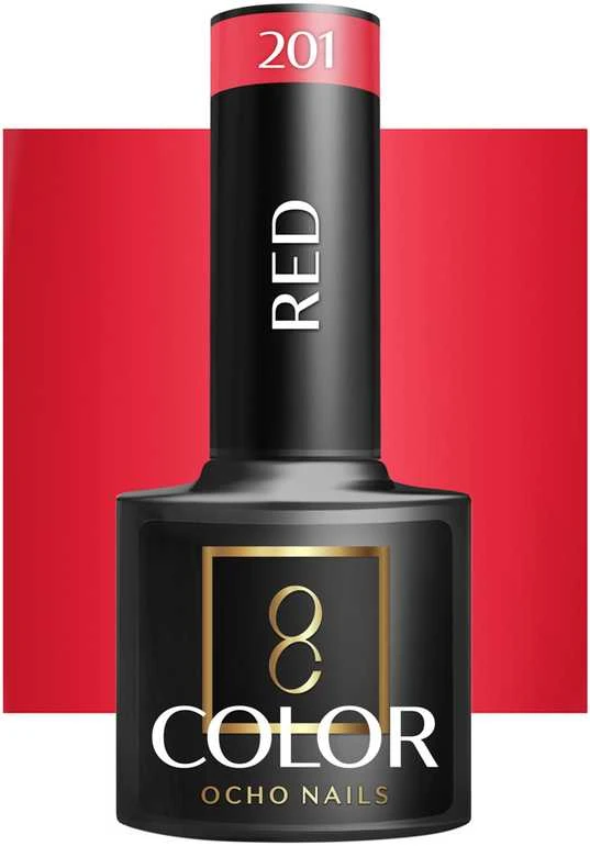 Activeshop Hibridinis nagų lakas Ocho Nails Raudona, raudona 201, 5 g