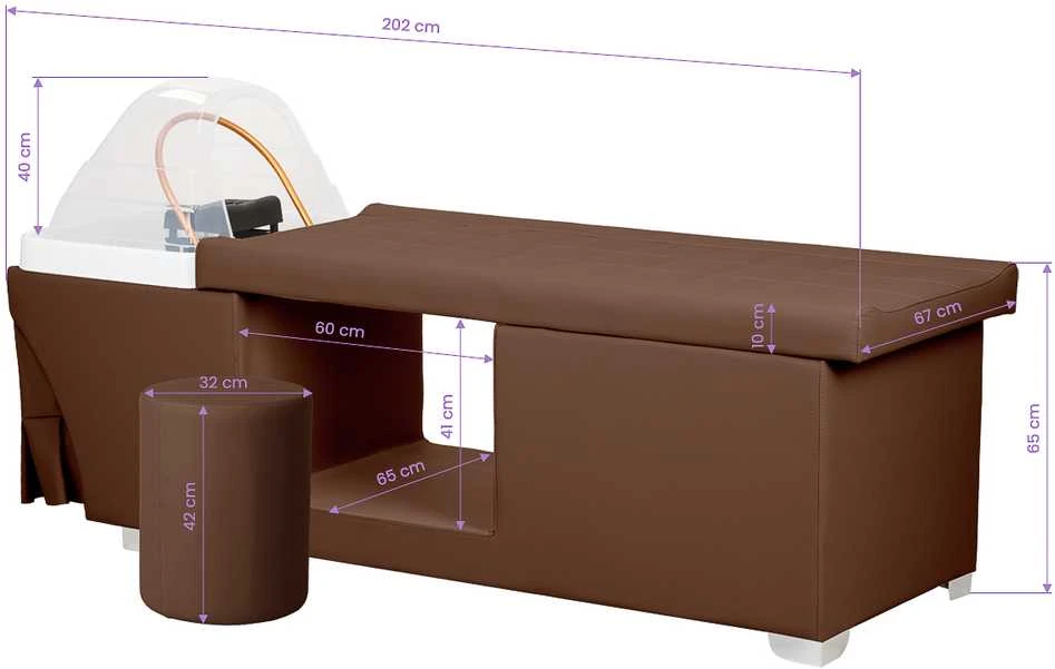 Activeshop Plaukų plovimo gultas su Head SPA funkcija Gabbiano Maldives Brown