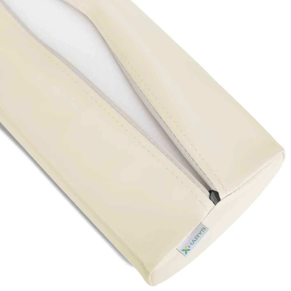 Pusapvalė masažo pagalvėlė Habys Satin Comfort 60×18×12 cm, dramblio kaulo spalvos