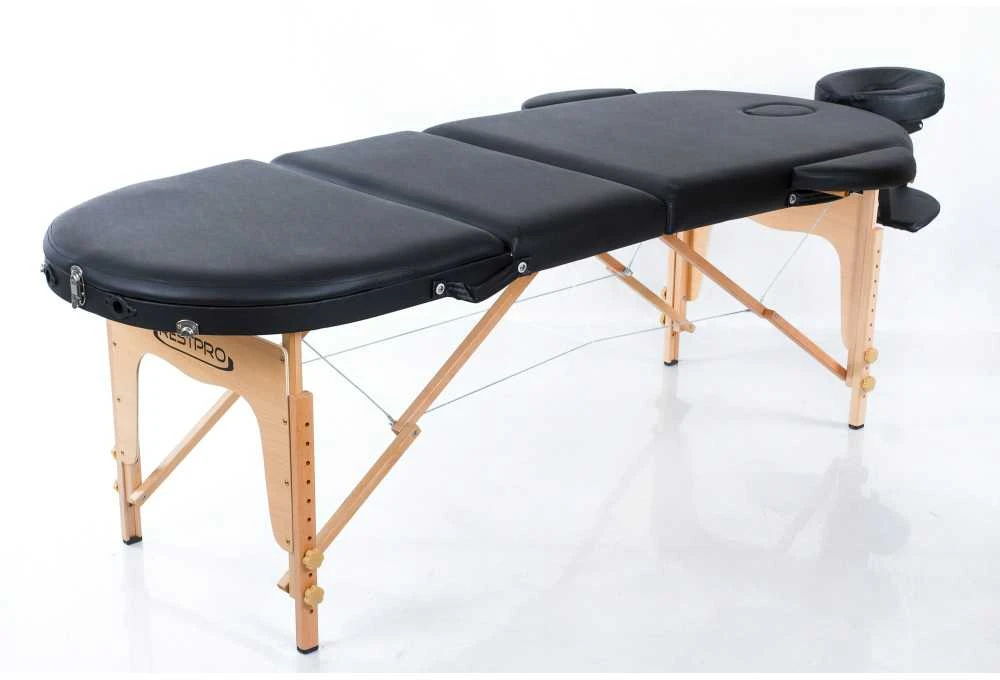 Restpro Sulankstomas masažo stalas Classic Oval 3 (Juodas)