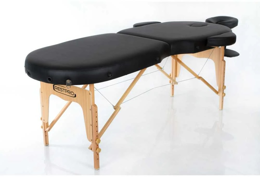 Restpro Sulankstomas masažo stalas Vip Oval 2 (Juodas)