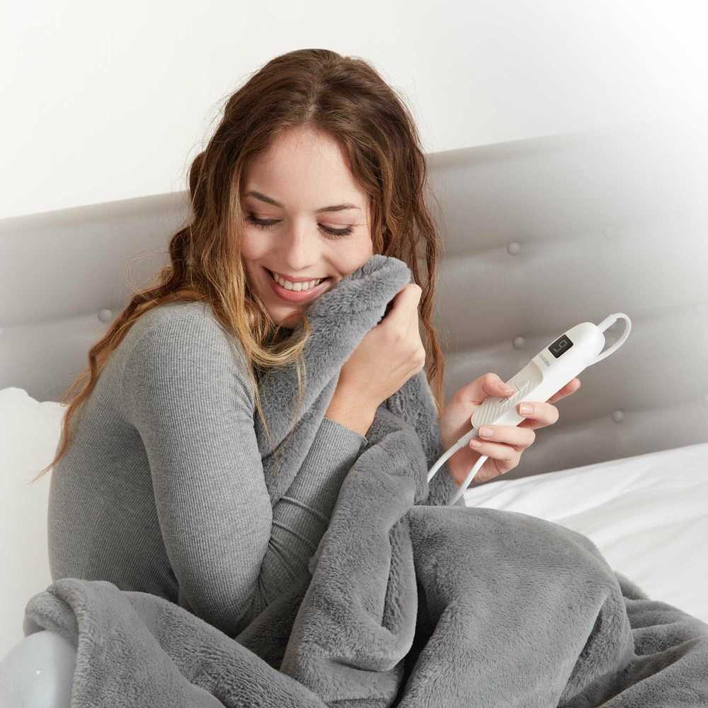 Elektrinė antklodė Lanaform Cocoon Plaid Ultra-soft Pilkas 160×120cm