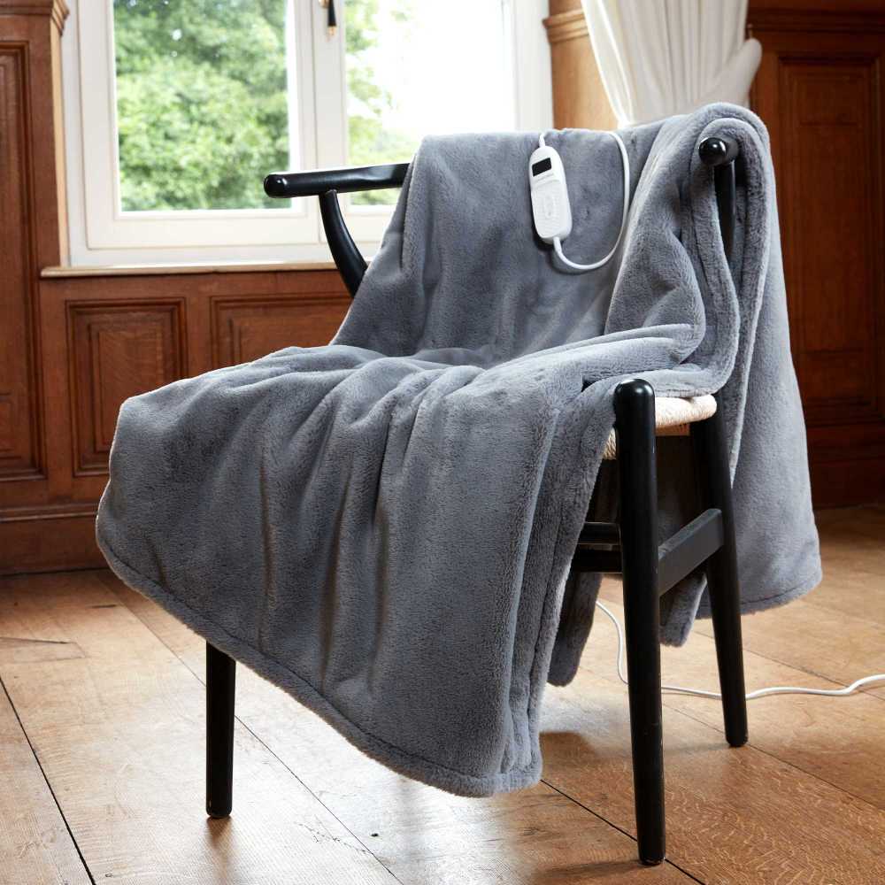 Elektrinė antklodė Lanaform Cocoon Plaid Ultra-soft Pilkas 160×120cm