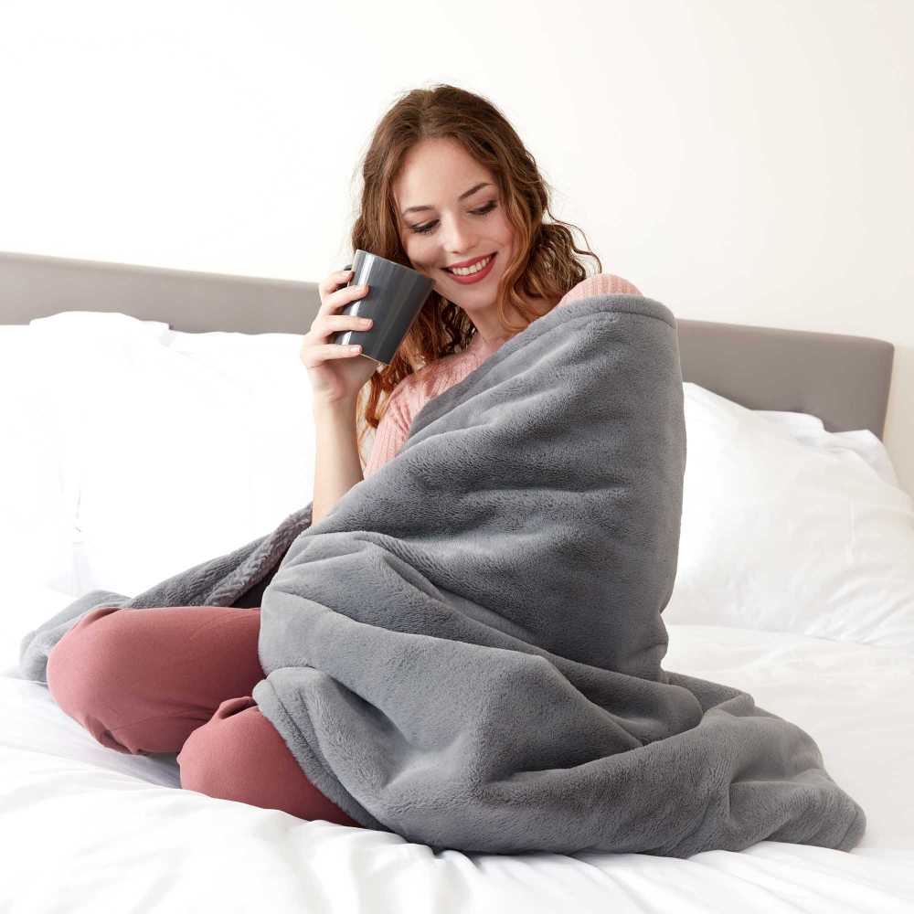 Elektrinė antklodė Lanaform Cocoon Plaid Ultra-soft Pilkas 160×120cm