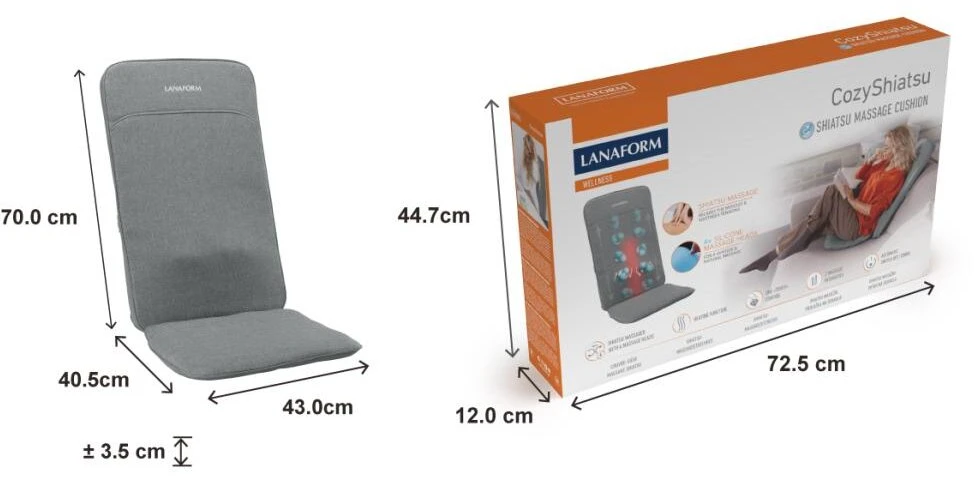Šildoma masažinė sėdynė Lanaform CozyShiatsu, pilka