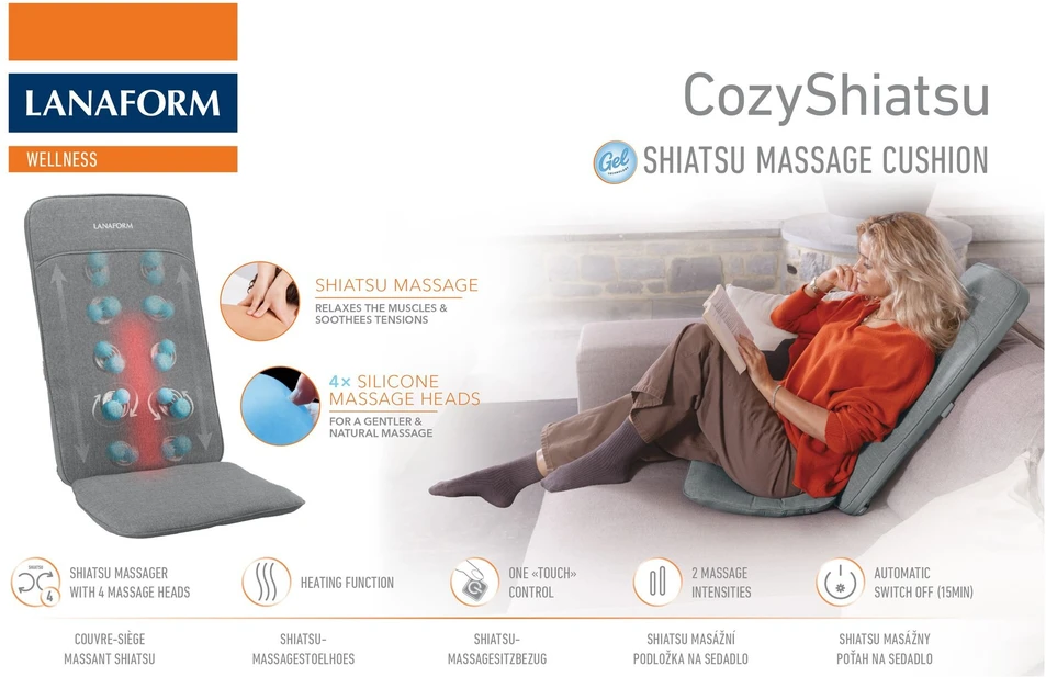Šildoma masažinė sėdynė Lanaform CozyShiatsu, pilka