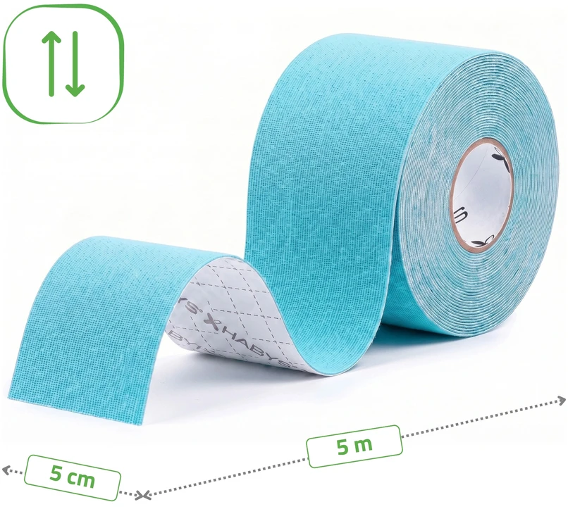 Sporto ir reabilitacijos kinezio juosta (kineziologinis teipas) Habys Standard Elastic 5 cm × 5 m, mėlyna