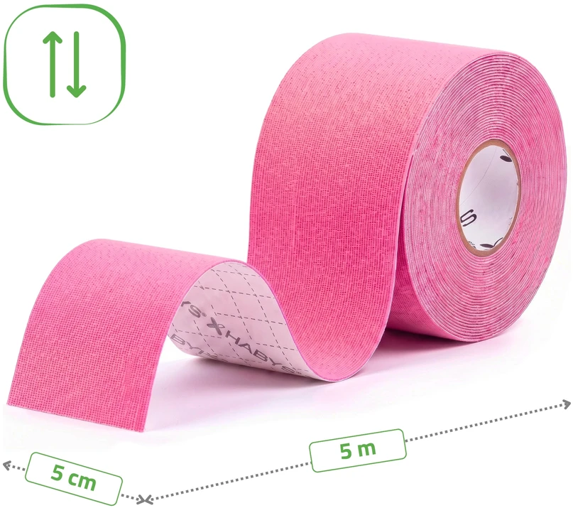 Sporto ir reabilitacijos kinezio juosta (kineziologinis teipas) Habys Standard Elastic 5 cm × 5 m, rožinė