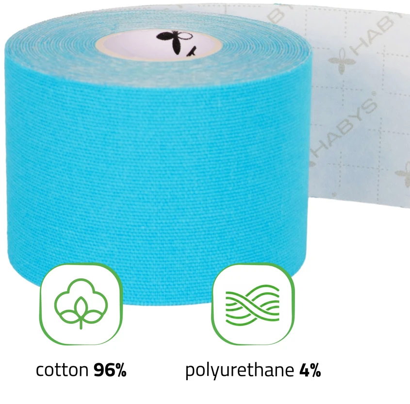 Sporto ir reabilitacijos kinezio juosta (kineziologinis teipas) Habys Standard Elastic 5 cm × 5 m, mėlyna