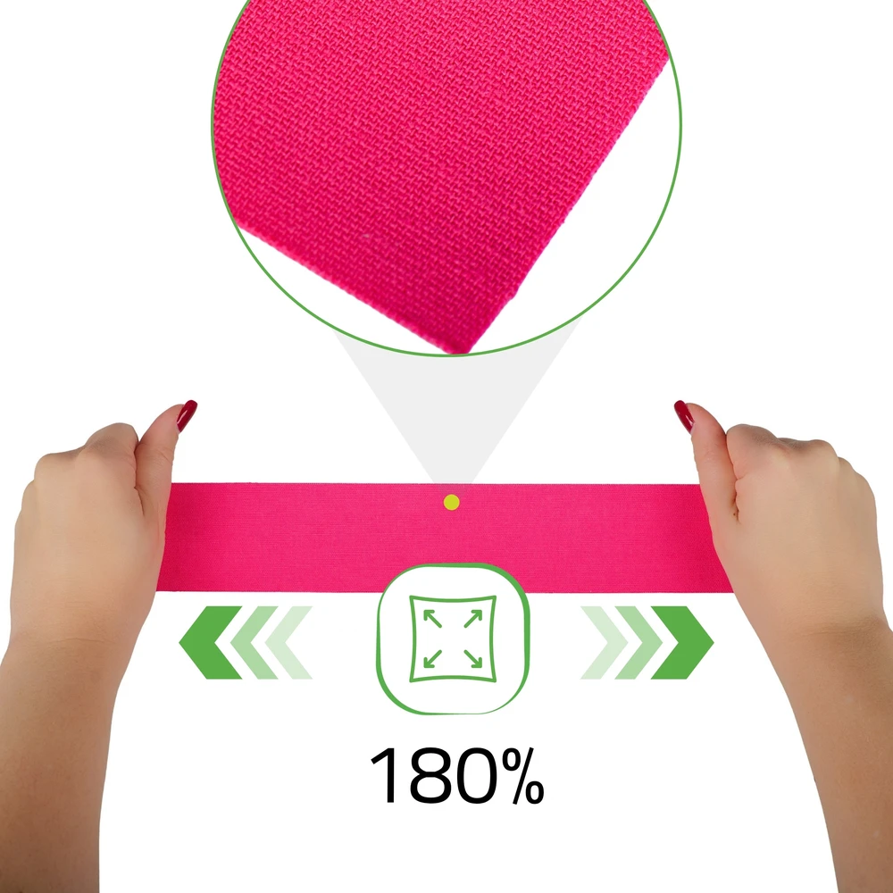 Sporto ir reabilitacijos kinezio juosta (kineziologinis teipas) Habys Standard Elastic 5 cm × 5 m, rožinė