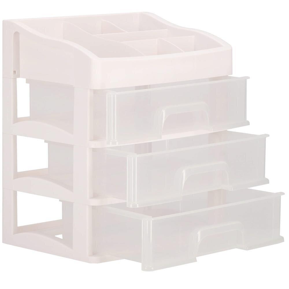 Springos Kosmetikos priemonių dėžutė BEAUTY BOX 3 DRAWERS OPEN CREAM